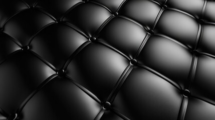 Poster - Luxurious detailed black leather texture with selective focus highlighting soft curves and rich materials for high-end design concepts