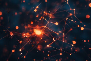 Poster - Intricate web of glowing connections and vibrant energy dancing in the darkened digital realm. Generative AI