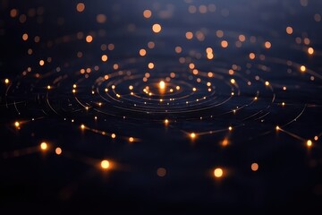 Poster - Ethereal golden lights dance and ripple across a dark background, creating mesmerizing patterns of radiance and tranquility. Generative AI