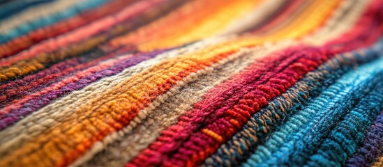 Poster - Intricate close-up of vibrant carpet fibers highlighting colorful patterns and textile artistry for decorative inspiration.