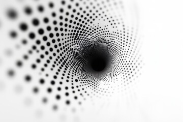 Poster - Creating depth and intrigue with a swirling pattern of black dots on a white background that draws the viewer's gaze inward. Generative AI