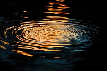 Poster - Ripples of golden light dance on dark waters during twilight reflections in a serene natural setting. Generative AI