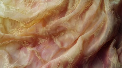 Poster - Elegant sheer silk fabric showcasing delicate textures and warm hues for high-end fashion and design inspiration.