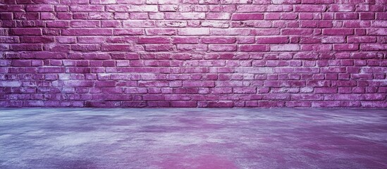 Poster - Magenta brick wall with textured concrete floor suitable for contemporary interior design and artistic background applications