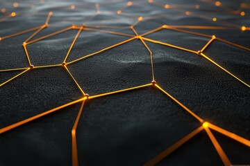Poster - Abstract Network Design with Glowing Orange Lines on Dark Background