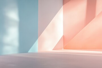 Poster - Soft pastel colors illuminate a modern interior space creating a serene atmosphere for creativity and contemplation. Generative AI