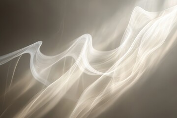 Poster - Soft wisps of light dance gracefully across a muted background, creating an enchanting atmosphere of tranquility. Generative AI