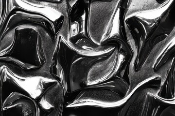 Poster - Intricate patterns form on a shiny metallic surface reflecting light in various angles. Generative AI