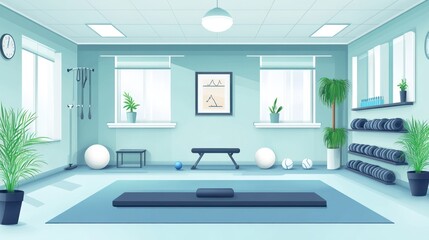 Poster - Serene fitness studio interior with equipment.