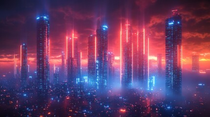 Poster - Artificial Intelligence Cybersecurity Analysis by Black IT Specialist in Futuristic Cityscape at Night