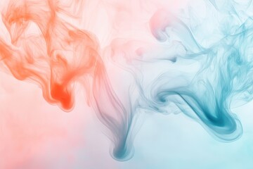 Poster - Swirling patterns of colorful smoke blending in soft hues of red and blue against a light background. Generative AI