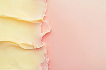 Poster - Wavy layers of yellow and pink on a smooth surface create an artistic and colorful abstract pattern. Generative AI