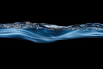 Poster - Water surface with bubbles captured in motion under a dark background showcasing elegance and tranquility. Generative AI