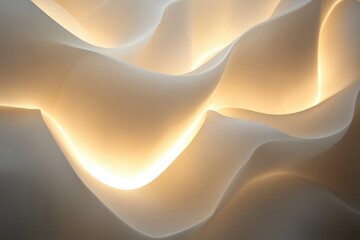 Poster - Soft waves of light create an ethereal atmosphere in a tranquil space with glowing contours and smooth textures. Generative AI