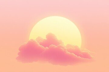 Poster - Colorful sunset with warm sun and soft clouds in pastel sky creating a serene atmosphere at dusk. Generative AI