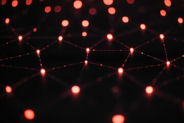 Poster - Visual representation of interconnected nodes with glowing red lights on a dark background. Generative AI