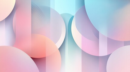 Poster - Abstract Pastel Circles and Vertical Stripes Design