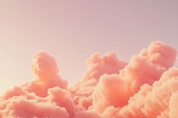 Poster - Colorful fluffy clouds create a serene sky view during sunset, evoking a peaceful atmosphere for viewers. Generative AI