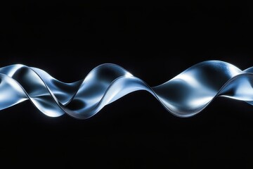 Poster - Abstract representation of flowing waves in a black background showcasing smooth curves and light reflections. Generative AI