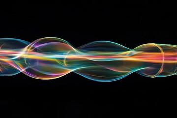 Poster - Colorful wave patterns create dynamic visual effects against a black background in a mesmerizing display. Generative AI