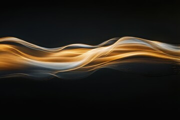 Poster - Abstract light waves in warm and cool tones create a dynamic composition with flowing patterns against a dark background. Generative AI