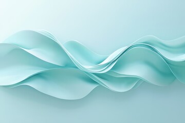 Poster - Fluid turquoise waves elegantly undulate against a soft background creating a soothing visual experience for viewers. Generative AI