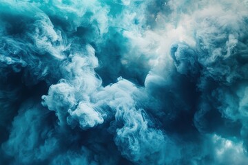 Poster - Swirling clouds of blue and white create a captivating abstract background in a tranquil atmosphere. Generative AI