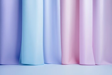 Poster - Soft pastel fabric drapes create a serene and inviting ambiance for design projects or events in a creative space. Generative AI