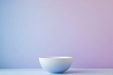 Poster - Simple bowl on a smooth surface against a softly colored wall in a minimalist setting. Generative AI
