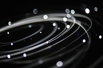 Poster - Captivating light trails create swirling patterns in a dark background. Generative AI