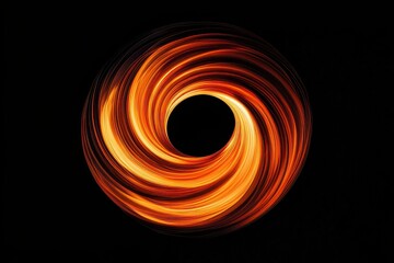 Poster - Swirling orange and red light forms a dramatic spiral against a dark background in a captivating cosmic representation. Generative AI