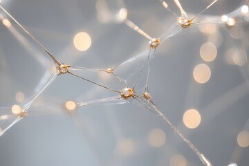Poster - Intricate web of light and texture captured in a close-up view, showcasing delicate connections and glowing details. Generative AI