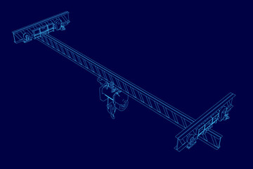 Poster - Blue drawing of a crane. The crane is blue and has a blue stripe
