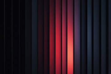 Poster - Colorful gradient light illuminates vertical slats in a modern interior space during evening hours. Generative AI