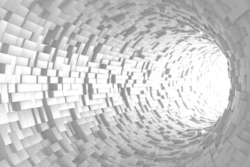 Wall Mural - Futuristic geometric tunnel with abstract light effects. 3d render