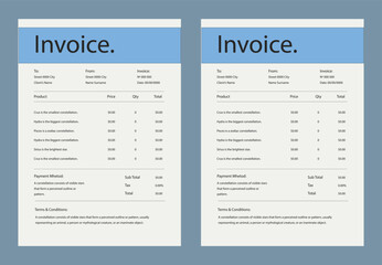 Wall Mural - Minimal Corporate Business Invoice design template vector illustration bill form price invoice. Creative invoice template vector. business stationery design payment agreement design template