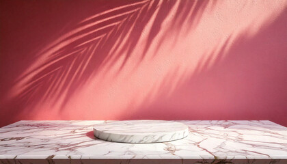 Wall Mural - abstract studio with pink background for product presentation. empty room with window shadows, flowe