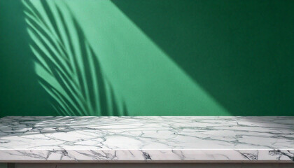 Wall Mural - abstract studio with green background for product presentation. empty room with window shadows, flow