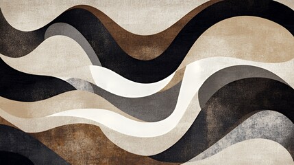 Poster - Abstract Wave Pattern in Earthy Tones
