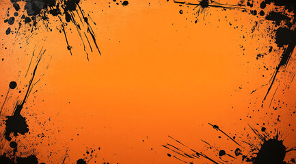 Aufkleber - Orange background with black paint splashes around the edges, creating a vibrant and dynamic design.