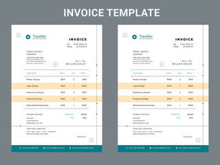 Wall Mural - Business Invoice template. Professional payment agreement layout, corporate bill spreadsheet receipt and invoices for customer vector set of payment form document, receipt tax or bill illustration