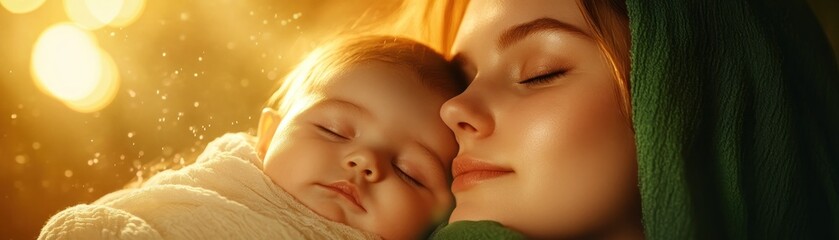 Capture the essence of motherhood with this image showcasing A heartfelt embrace of nurture and love, a mother soothing her crying baby under the soft light of the moon The tender moment of a mother