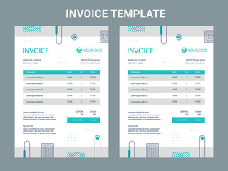 Wall Mural - Business Invoice template. Professional payment agreement layout, corporate bill spreadsheet receipt and invoices for customer vector set of payment form document, receipt tax or bill illustration