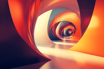 Aufkleber - Abstract Orange and Red Swirling Tunnel Design