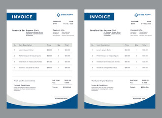 Wall Mural - Business Invoice template. Professional payment agreement layout, corporate bill spreadsheet receipt and invoices for customer vector set of payment form document, receipt tax or bill illustration