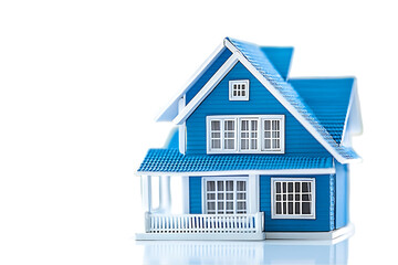 Poster - A blue model house showcasing architectural design and detail.