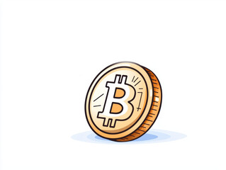 Poster - shiny coin with prominent Bitcoin symbol, representing cryptocurrency. minimalist design highlights its value and modern appeal, perfect for financial themes