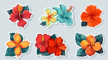 Exotic Tropical Flower Sticker Interface for Programs and Apps