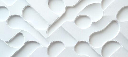 Poster - Abstract 3D white geometric pattern with shadows creates a modern and minimalist background design, illustrating depth and texture in a subtle and elegant way.