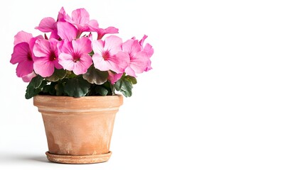 Wall Mural - Pink flowers blooming in a terracotta pot